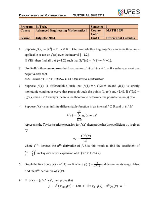 Tutorial Sheet 1