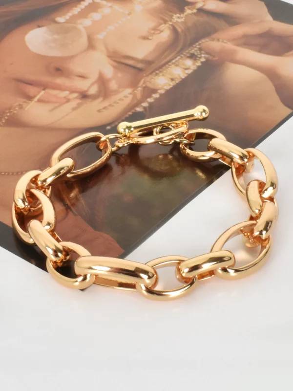 Adorne Link Toggle Bracelet Gold