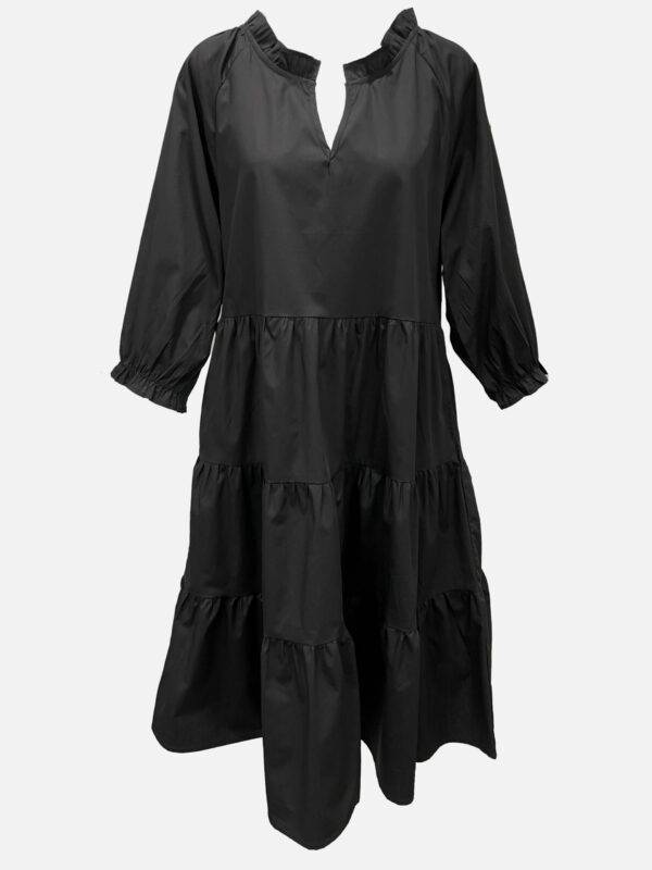 Worthier Cotton Tiered Dress Black
