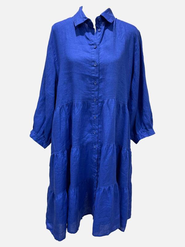 Worthier Linen Collar Dress Blue