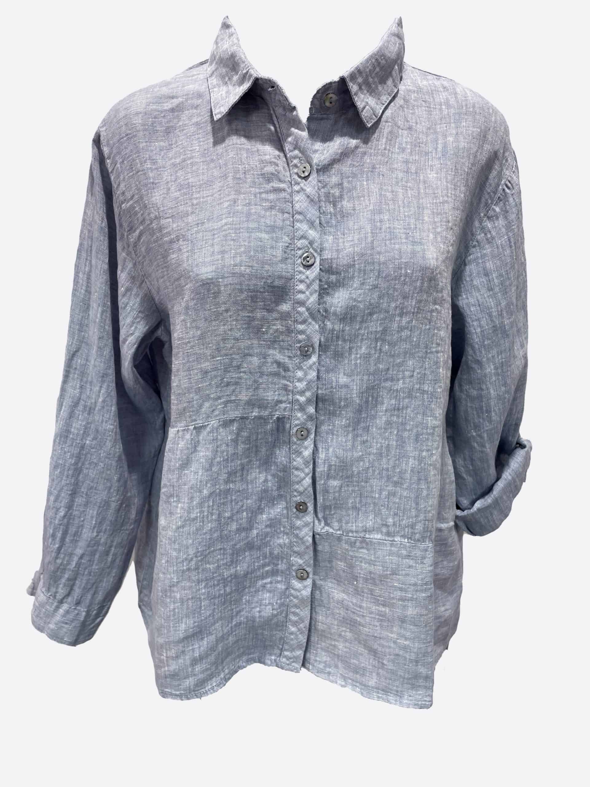 Linen Button Shirt - Blue - Worthier - Florence Store