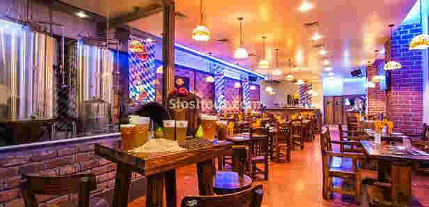 Interior of flambos brewpub Bund Garden Road