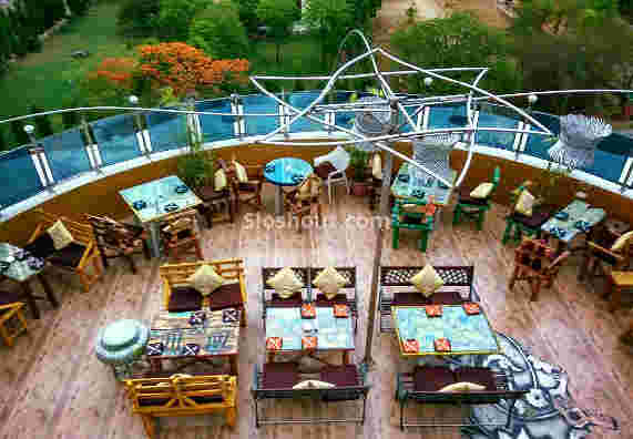 Interior of head light on roof top bar Tonk Road