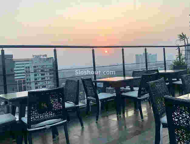 Interior of liqua - rooftop poolside bar Salt Lake