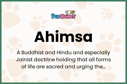 Ahimsa dog name meaning