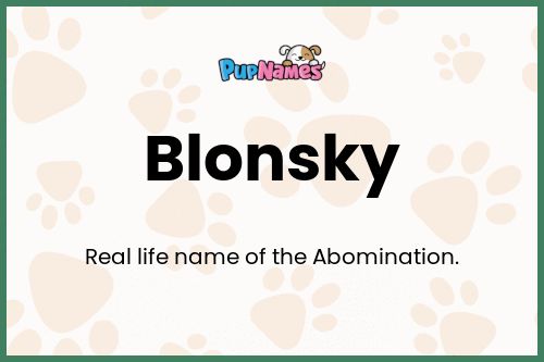 Blonsky dog name meaning