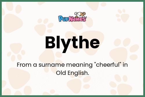 Blythe dog name meaning