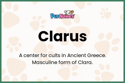 Clarus dog name meaning