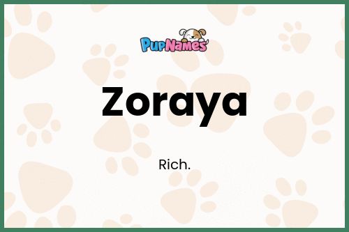 Zoraya dog name meaning