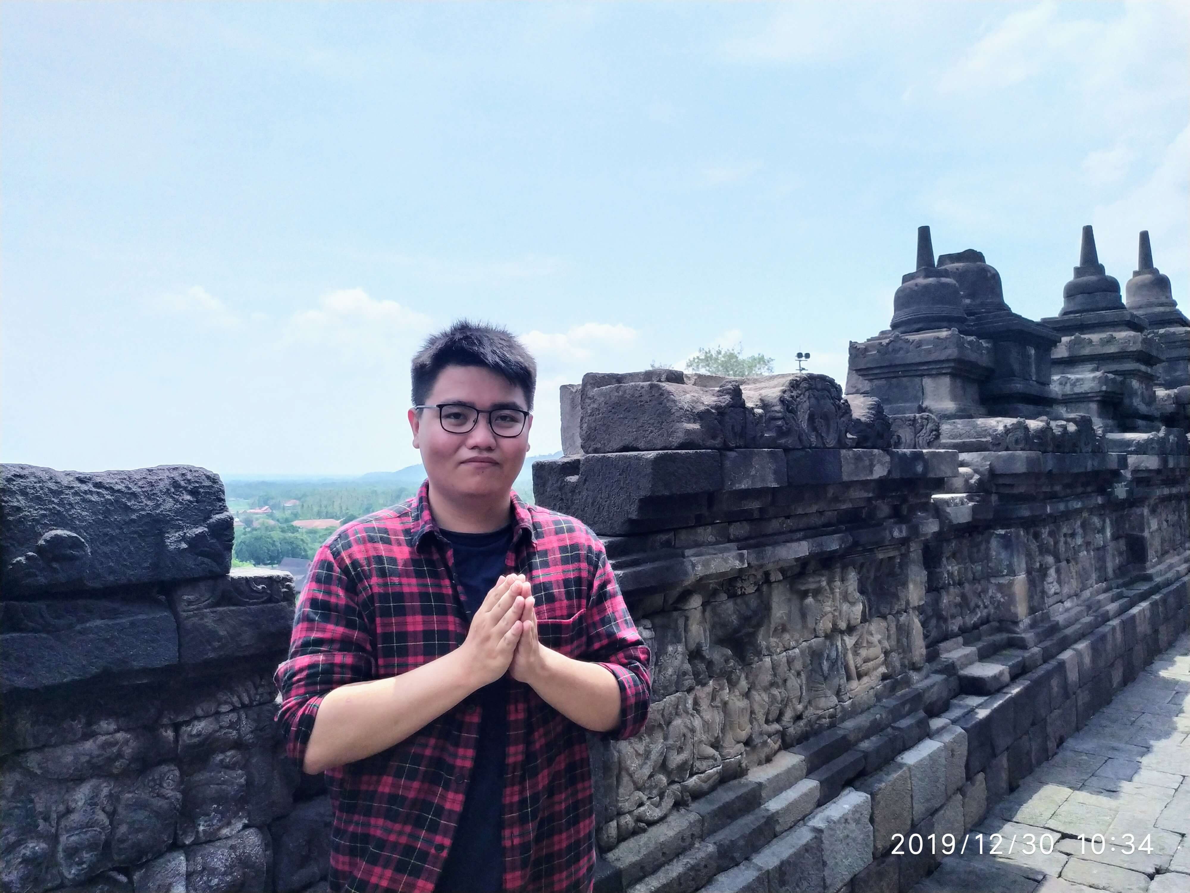 Handsome man during vacation in Borobudur