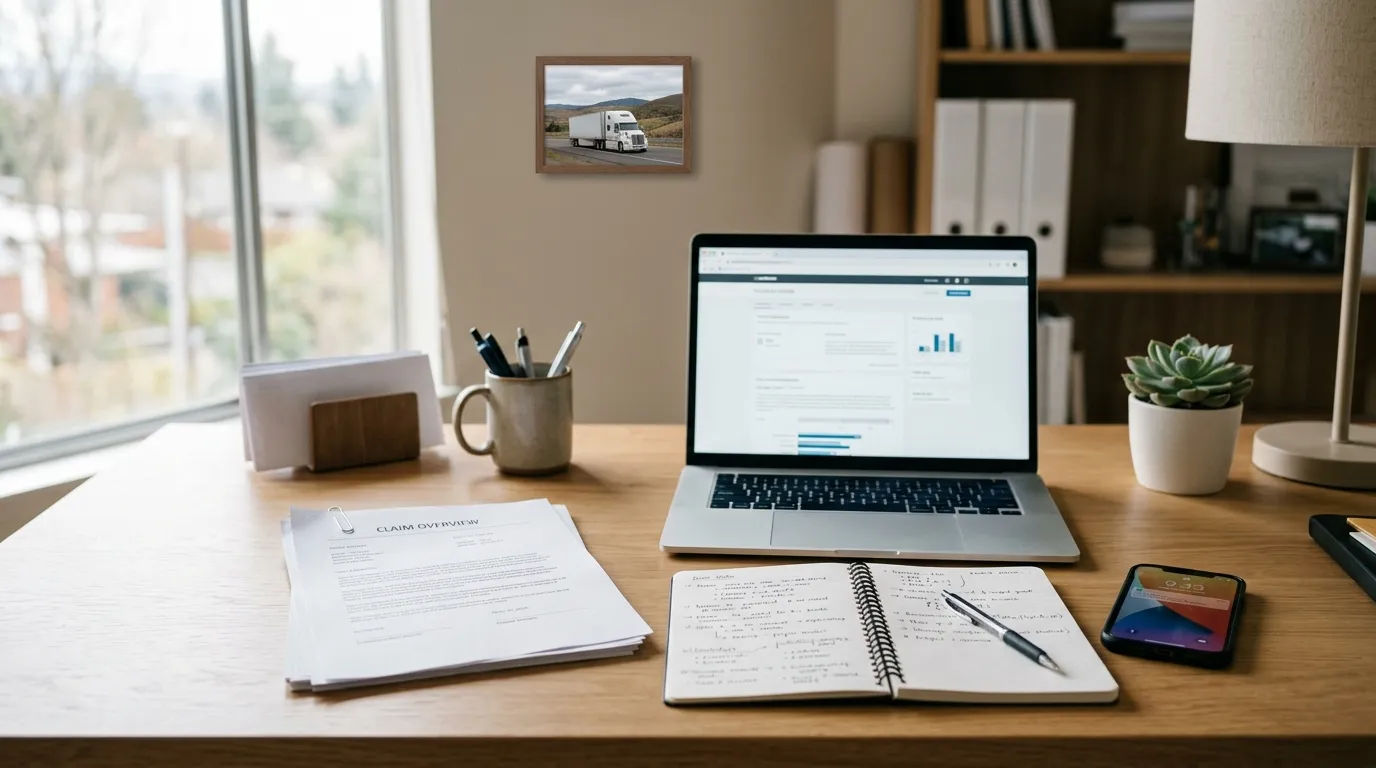 Organized documents and digital records used during an insurance claim.