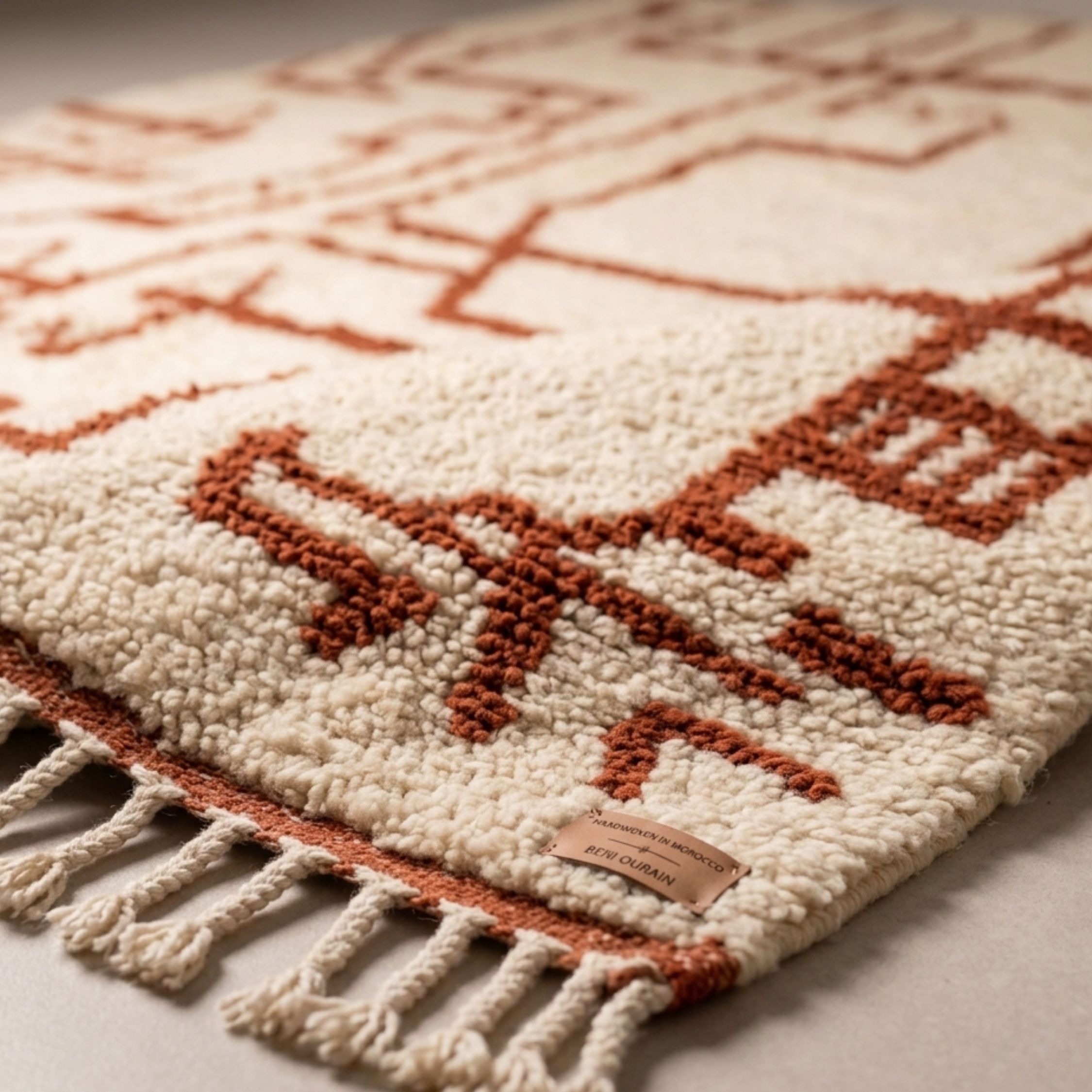 Moroccan Rug 8x10 — Large Area Rug — Geometric Berber Style - Hand-knotted Moroccan rug, front view showing Moroccan Rug 8x10 — Large Area Rug — Geometric Berber Style texture and colors