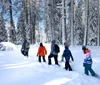 A group of hikers ascends a snowy slope under a bright sun