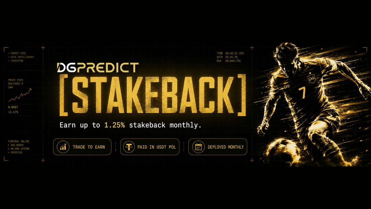 DGPredict StakeBack programme - earn up to 1.25% monthly on trading volume