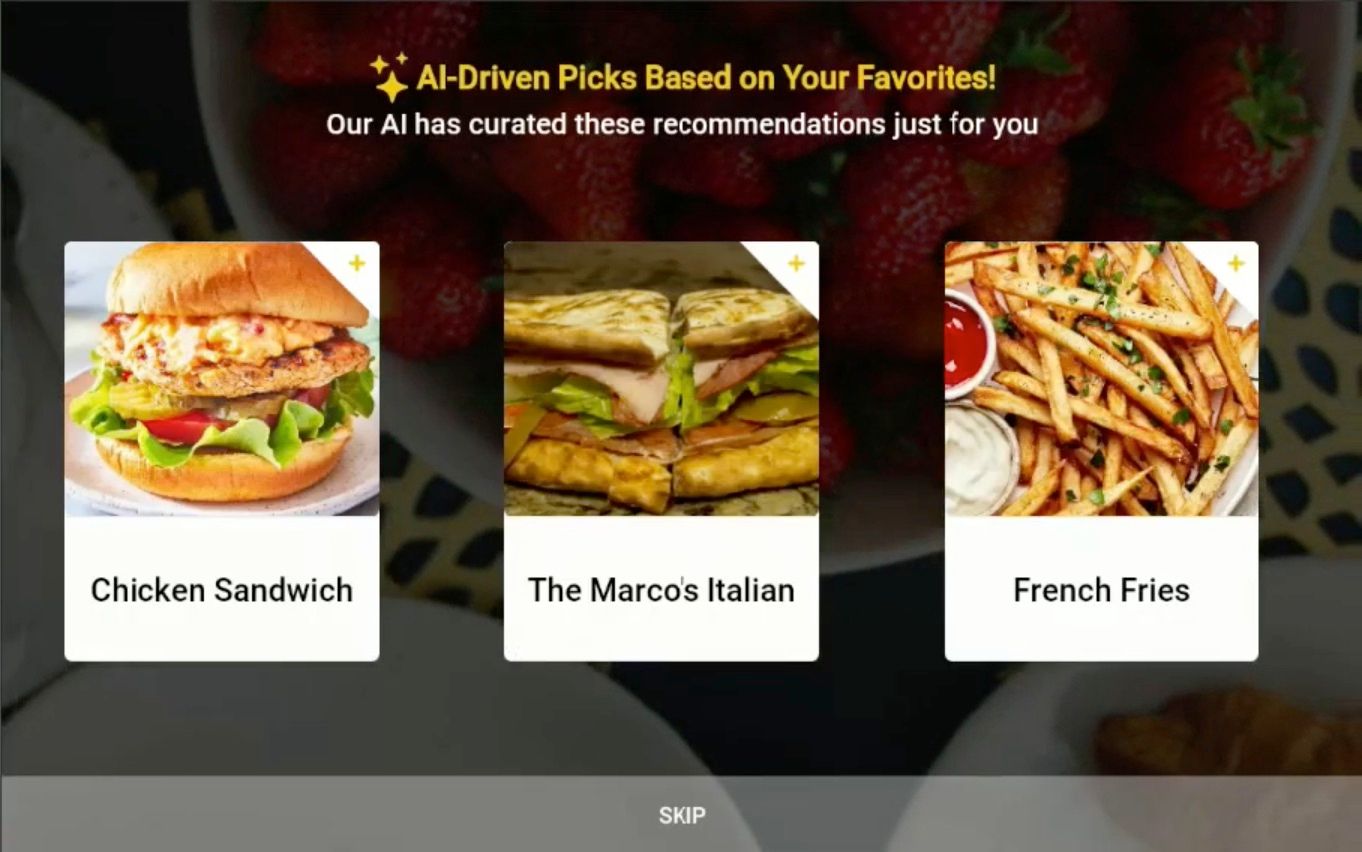 Customer-facing display showing AI-driven product picks based on the customer’s favorites