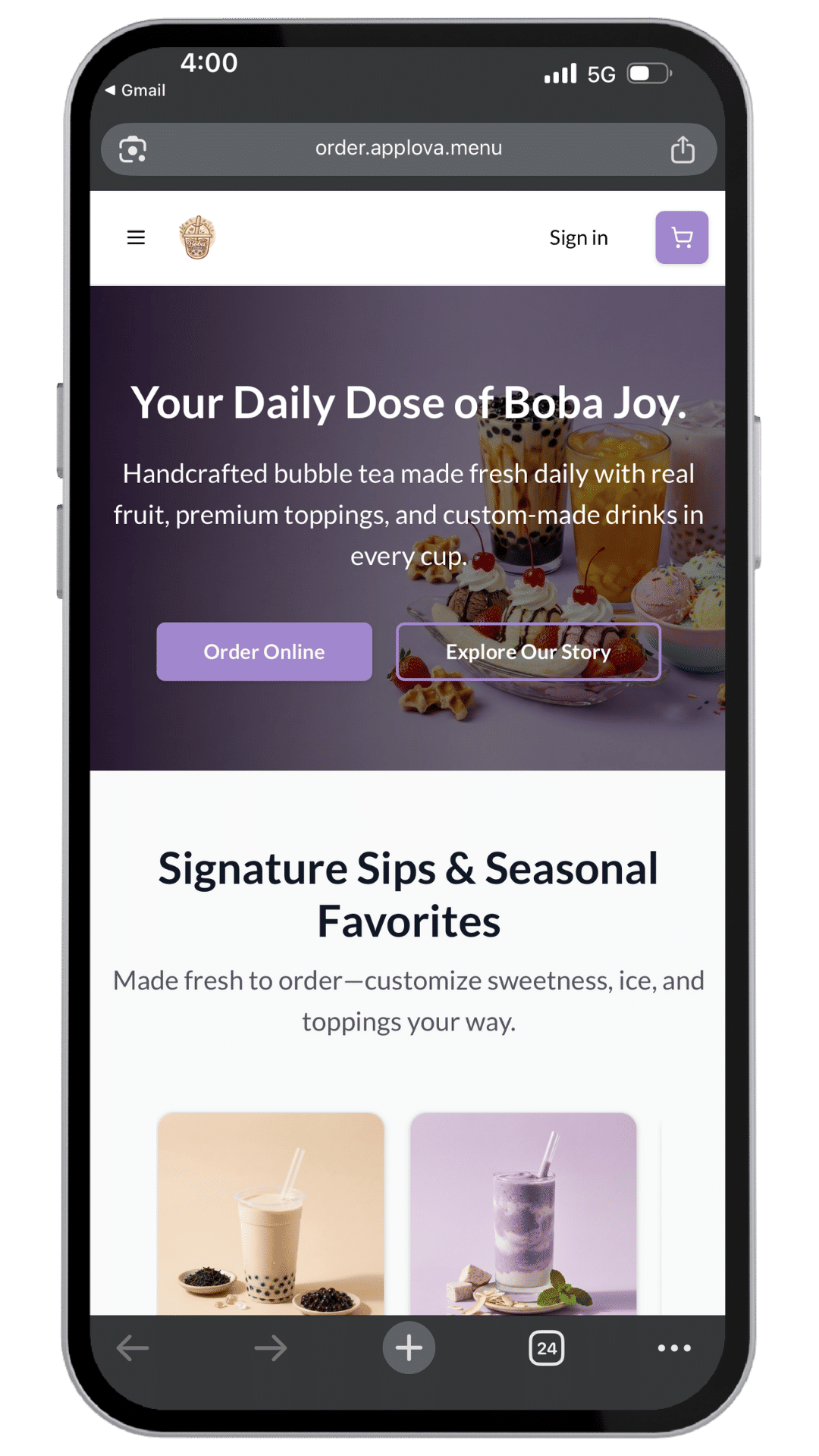Online Ordering Mockup 4