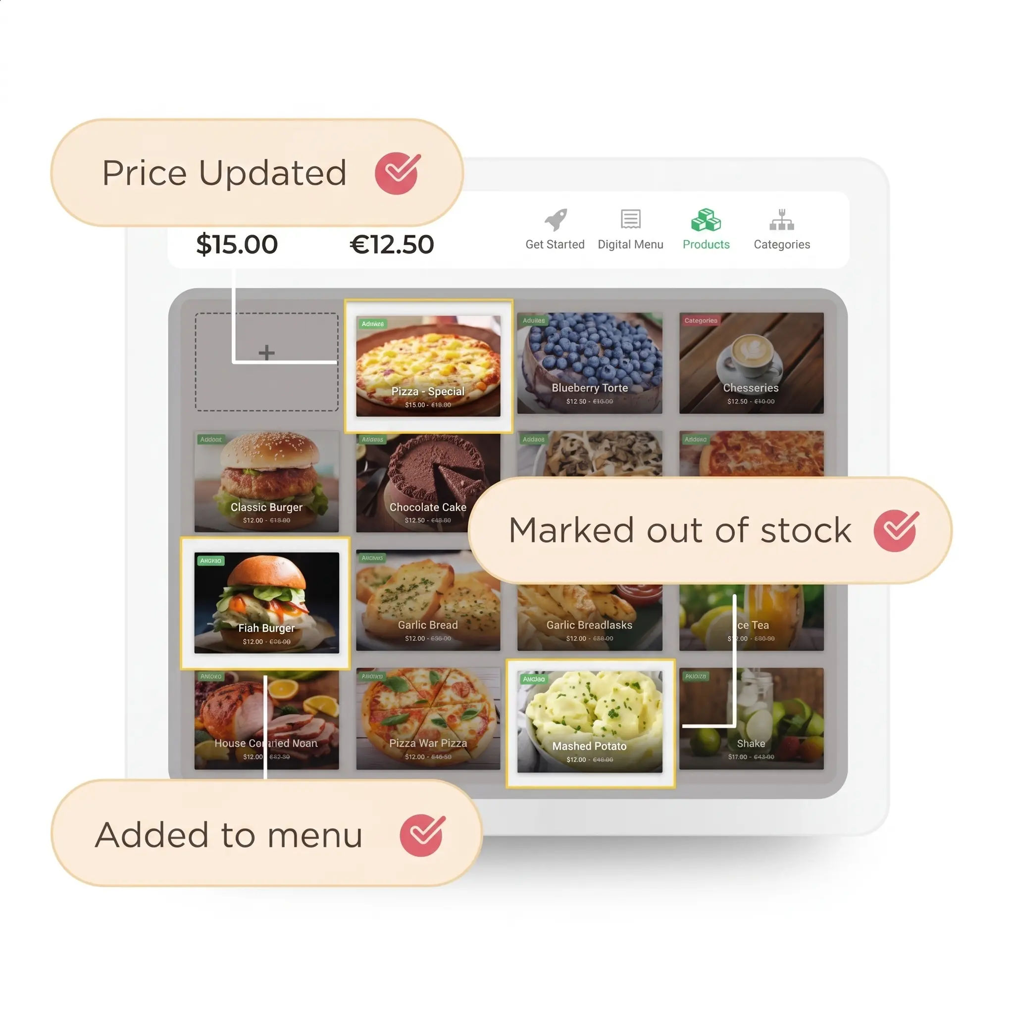 Real-time digital menu updates