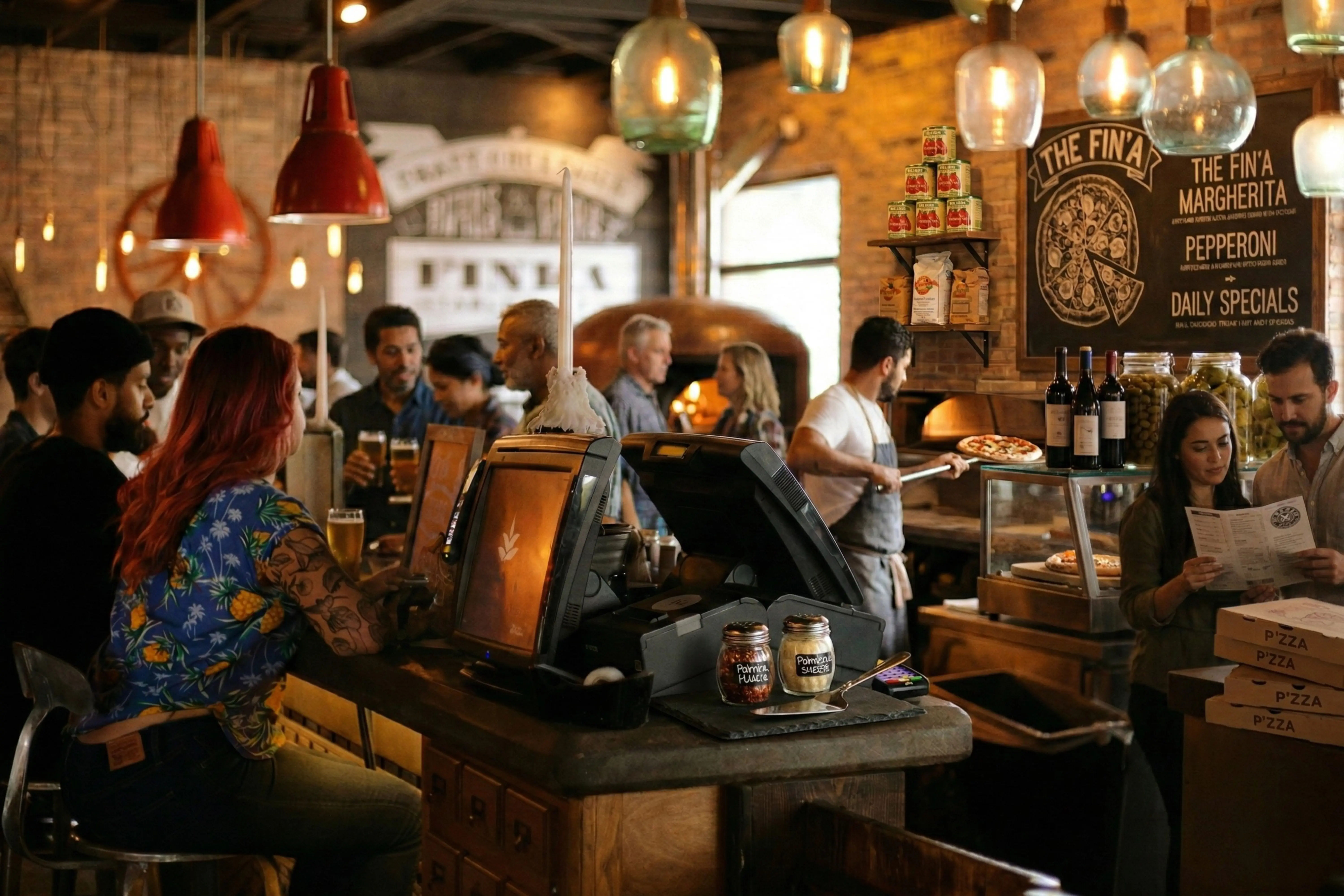 Traditional Pizzeria Counter Ordering