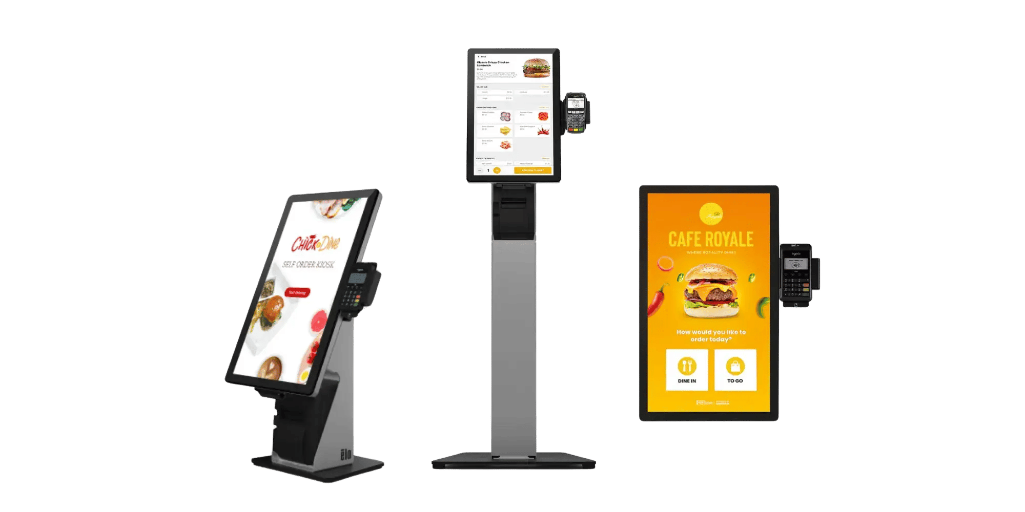 Type of Elo Kiosk that includes floor stand kiosk, counter top kiosk and wallmount kiosk