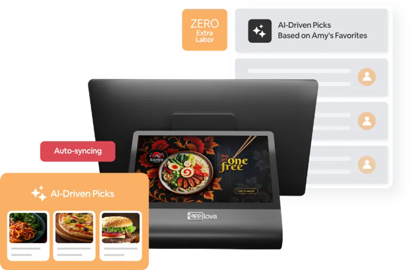 Applova POS system interface showing order management for fast casual restaurant