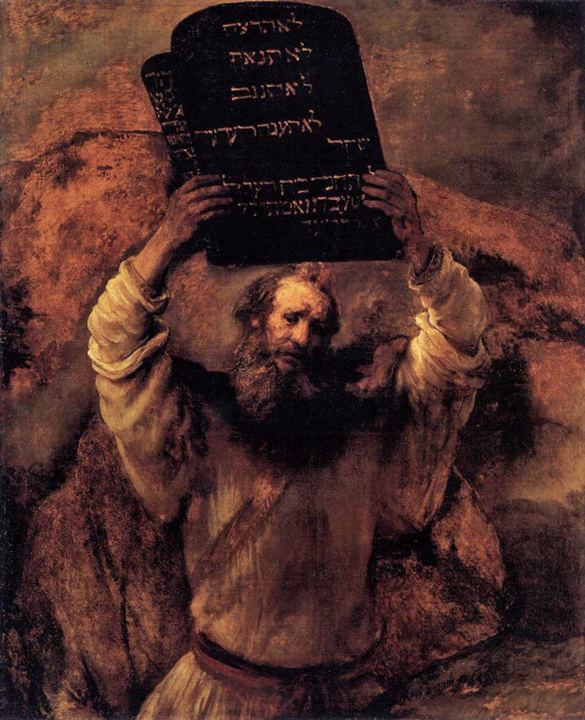 （荷蘭畫家 林布蘭的《摩西與十誡》Moses with the Ten Commandments）