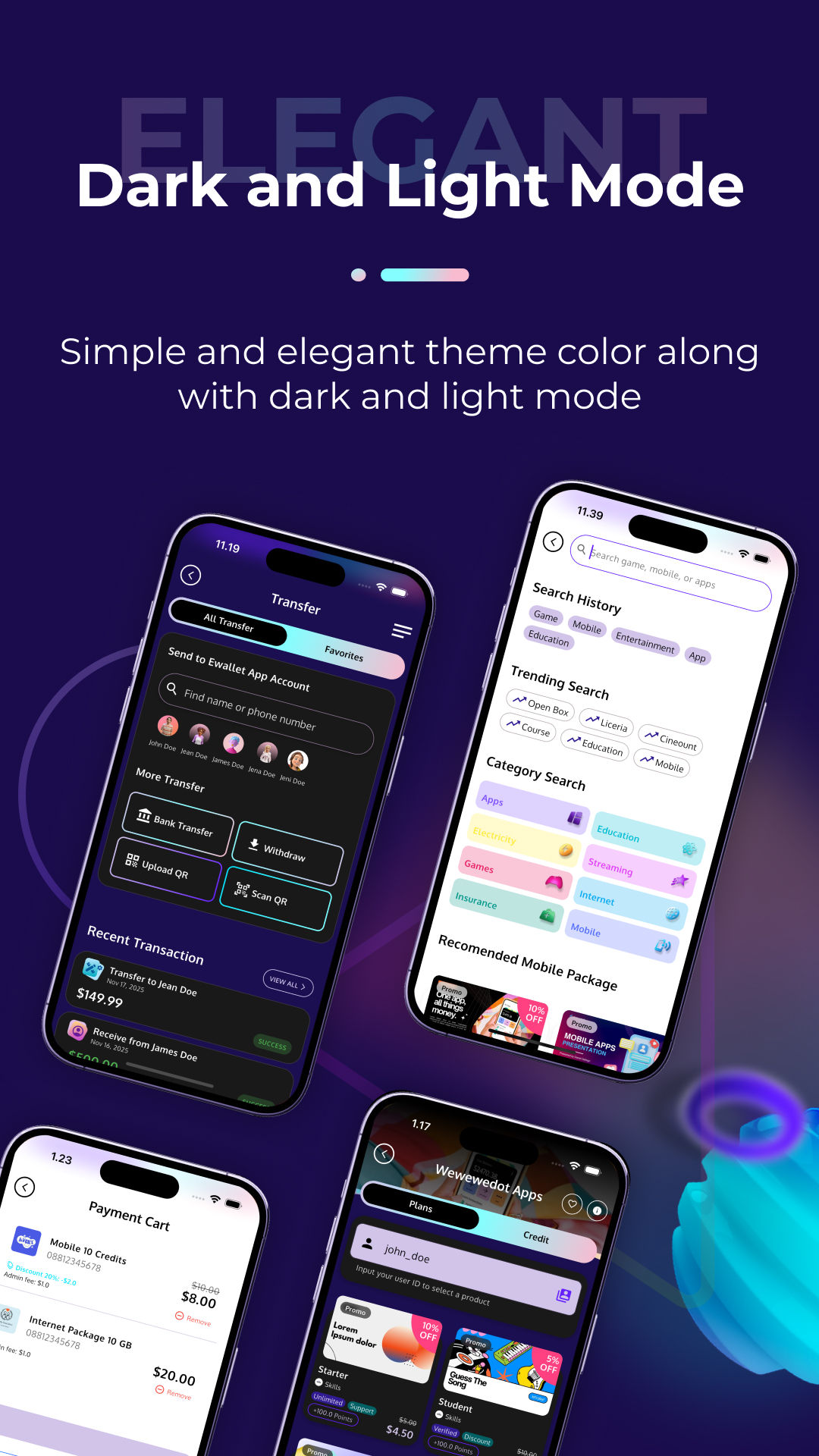 Bungalion - Flutter eWallet and Digital Store App Template