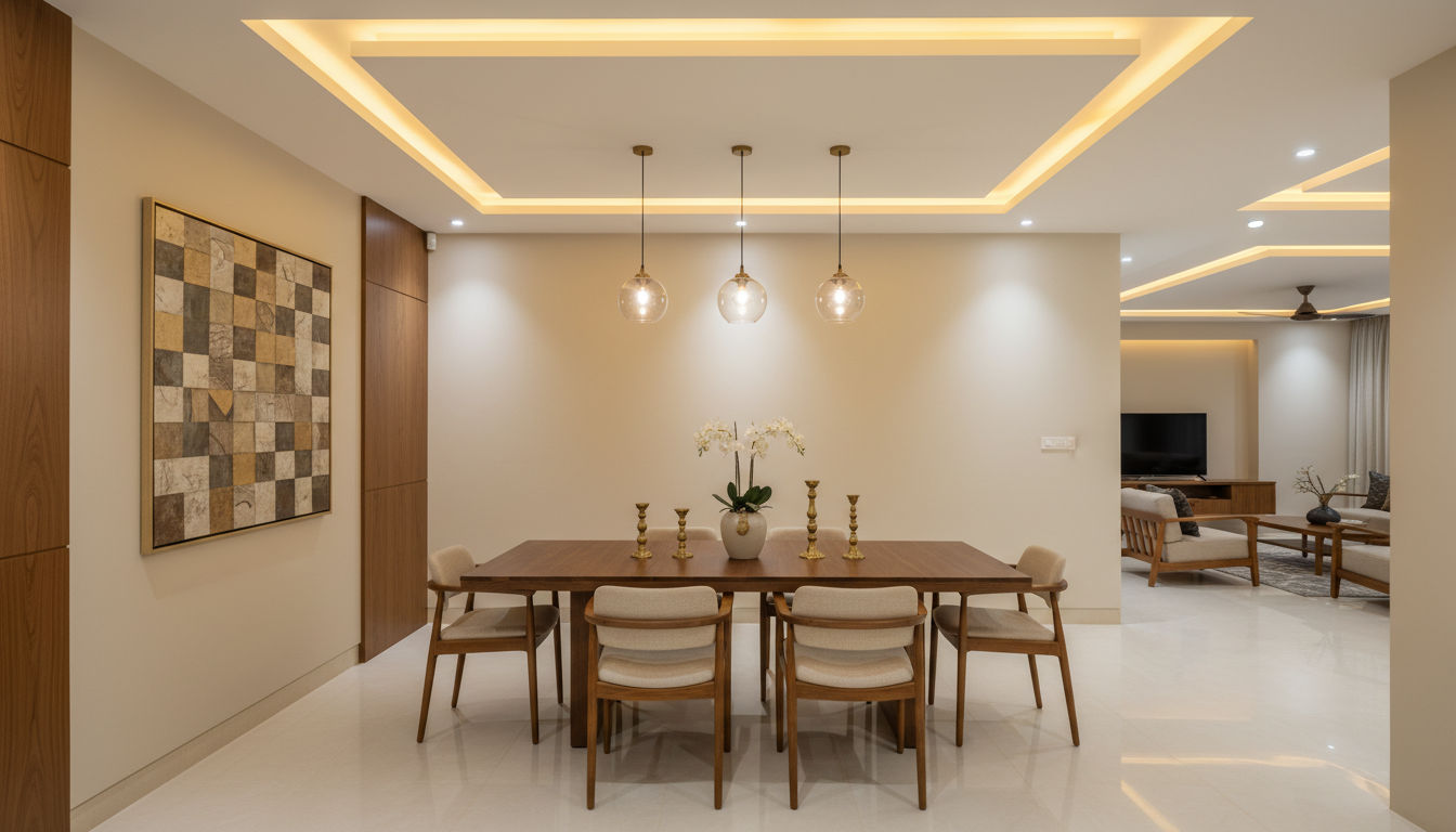 Dining table ke upar pendant light kitni height par lagani chahiye?