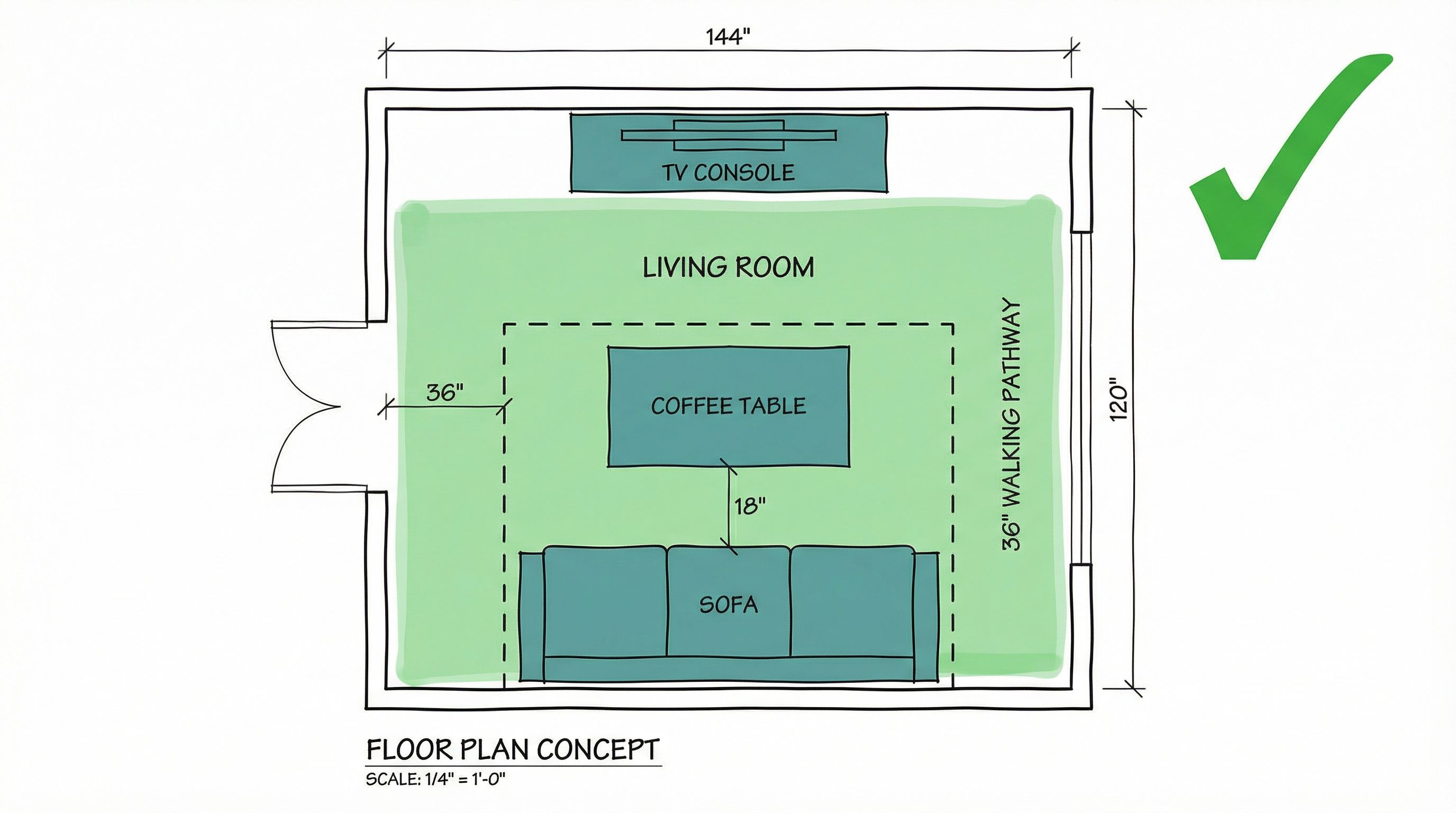 Living Room Layout Mistakes & Correct Furniture Placement (With Sizes)
