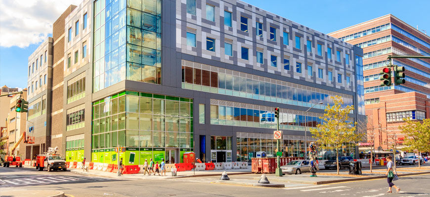 Exterior of unique cantilevered building design