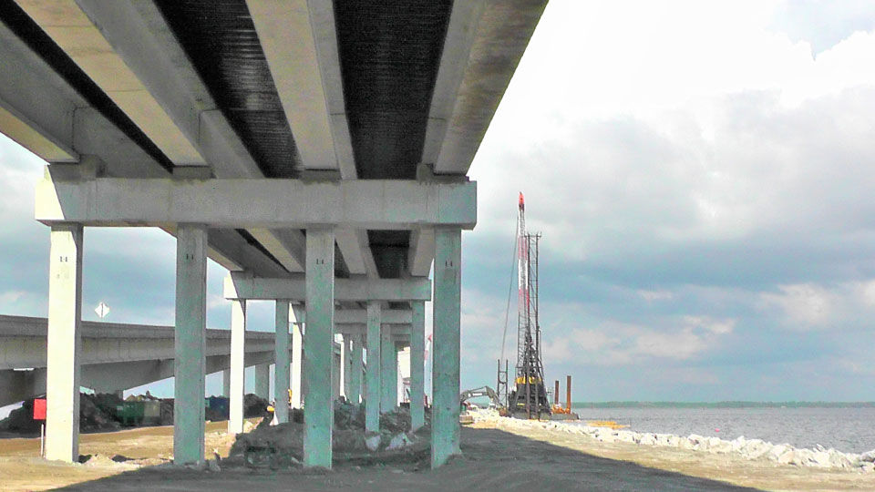 Construction of bridge over salt water