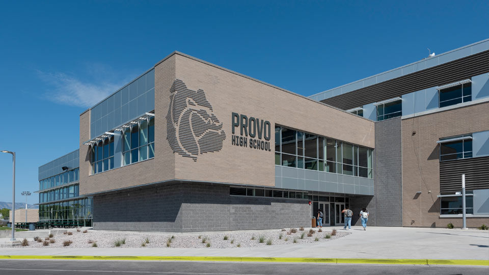 Exterior of 3 story Provo High School