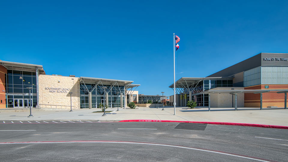 Main entrance of Southwest Legacy High School