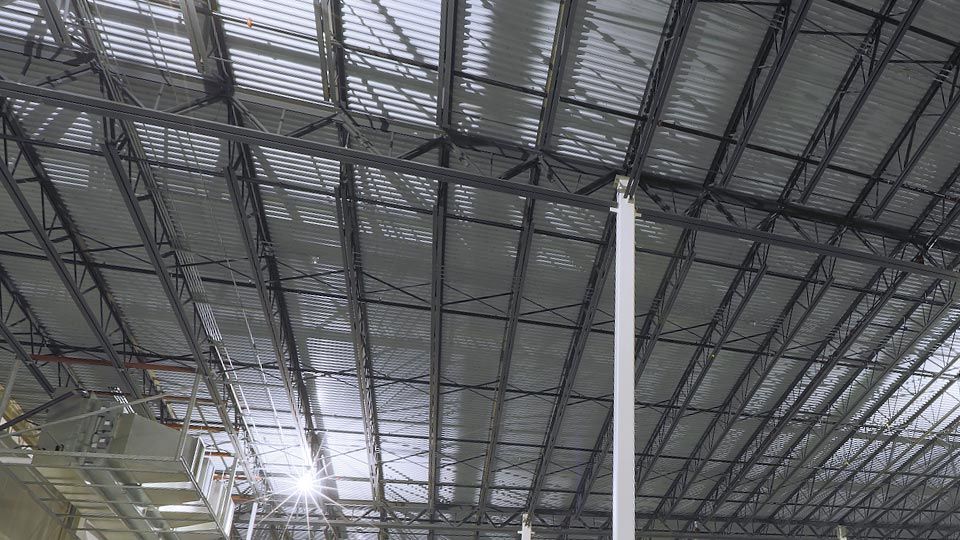 Close-up of steel joists on joist griders