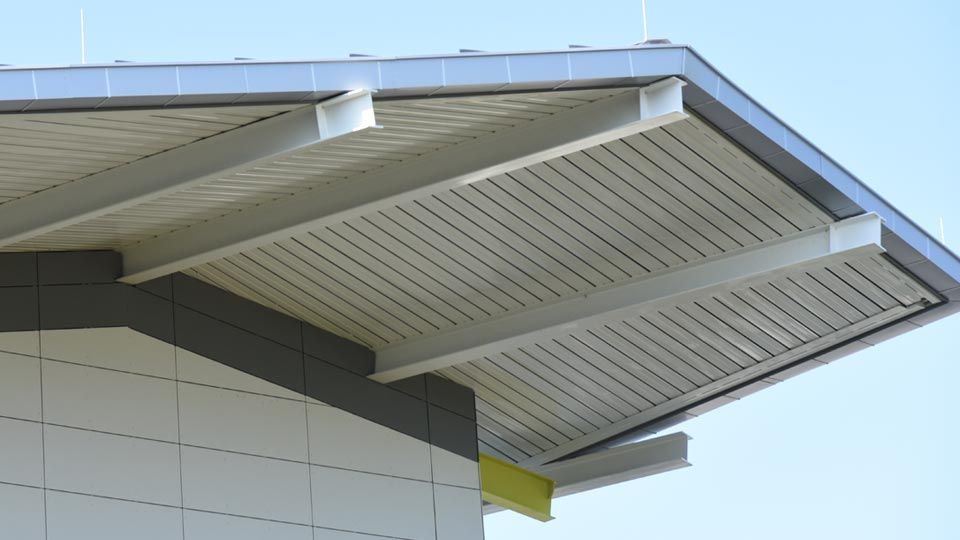 Detail of roof overhang featuring Versa-Dek® roof deck