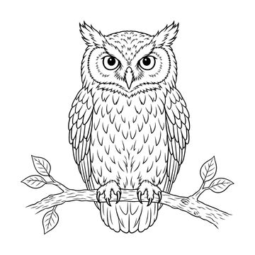 Wise Owl line drawing