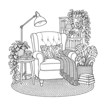 Reading Nook line drawing