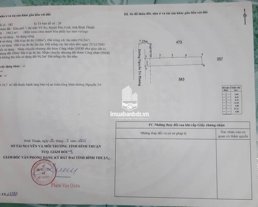 Bán đất mặt tiền huyện Đức Linh Nguyễn Tri Phương có 100m2 ODT - ảnh 1