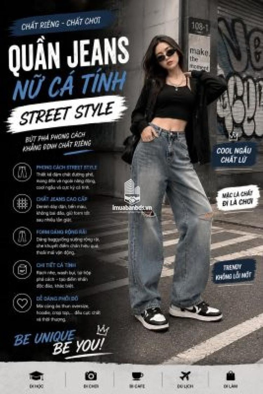 Quần Jeans Nữ Cá Tính Street Style Cá Tính Ống Rộng – Xu Hướng Thời Trang Dẫn Đầu Giới Trẻ Hiện Nay - ảnh 1