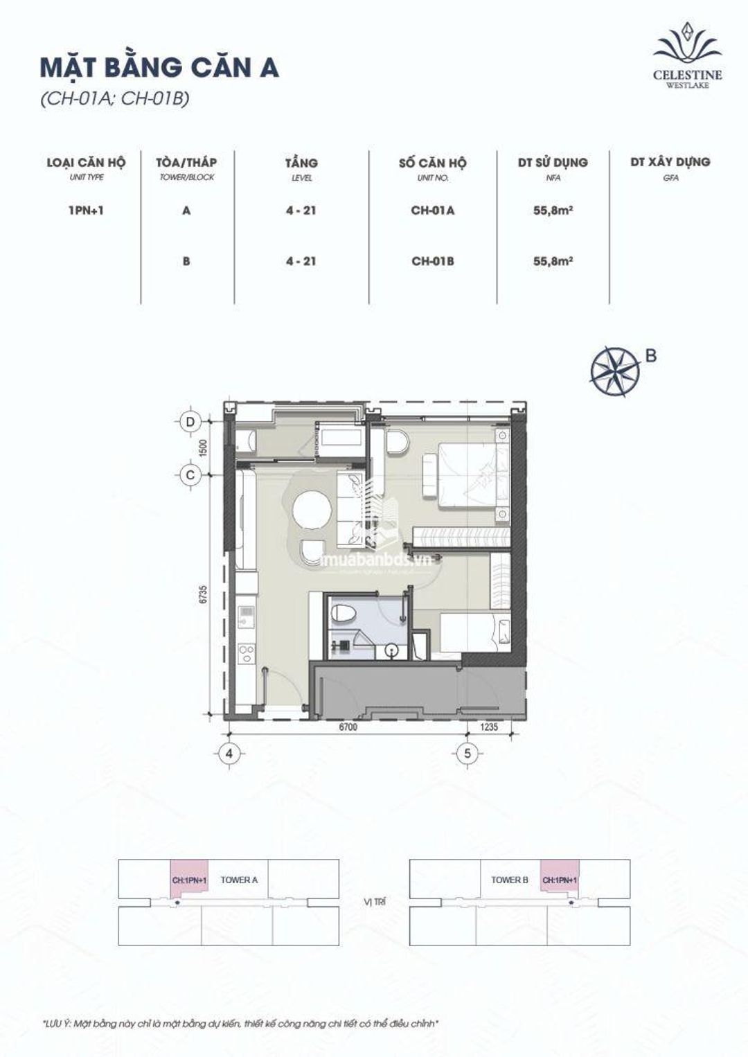 CẦN BÁN CĂN 1PN - TẦNG CAO - SẴN SLOT Ô TÔ - TRẦN CAO 4.2M - VIEW CÔNG VIÊN CIPUTRA - ảnh 4