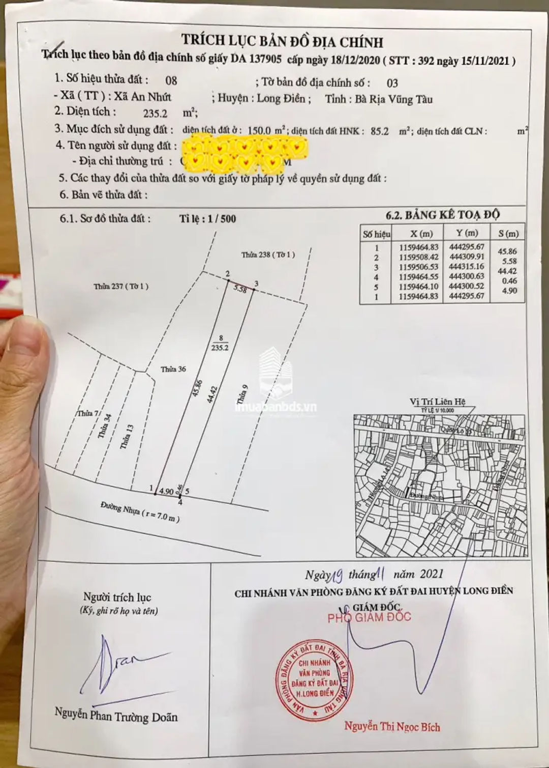 Bán 235,2 m đất hai mặt tiền đường nhựa khu vực dân cư đông đúc - An nhứt-Long Điền - Bà Rịa  - ảnh 4