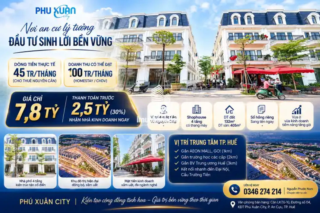 7,8 TỶ SỞ HỮU SHOPHOUSE MẶT PHỐ – 4 TẦNG, 132M² ĐẤT, 4 MẶT TIỀN ĐƯỜNG - ảnh 1