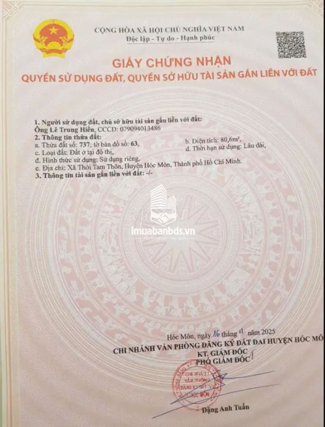 Bán đất thổ cư ở Thới Tam Thôn, Hóc Môn hẻm xe hơi - ảnh 2