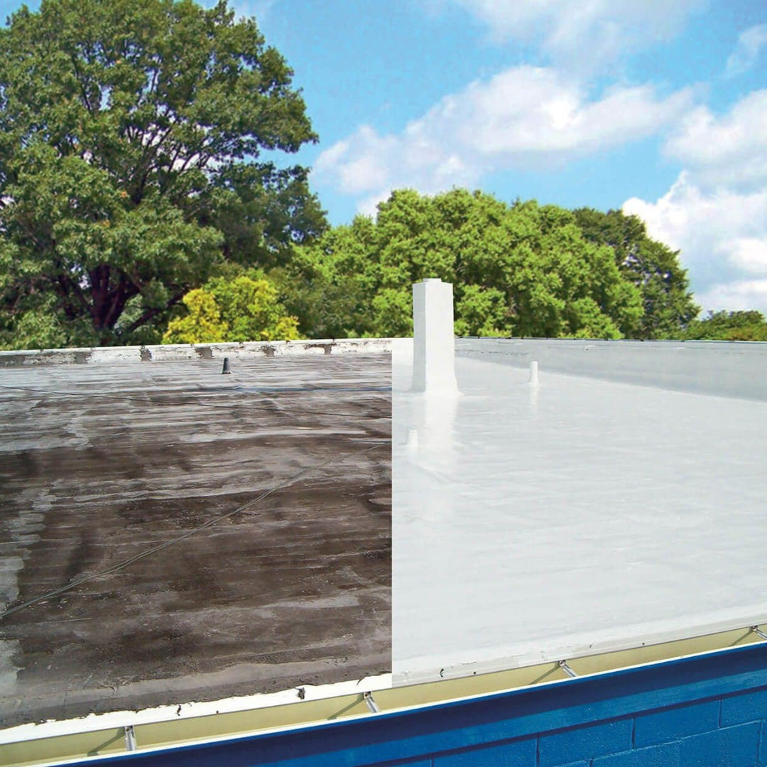 Commercial roof coating project