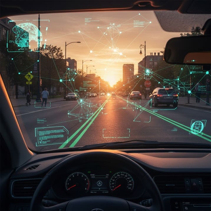 Di dunia nyata, Neural Networks memproses data sensor secara real-time untuk memungkinkan mobil otonom membuat keputusan mengemudi yang aman - Richkeyrick (T. Ricky Husny) AI Engineer Indonesia dengan 60+ Aplikasi AI