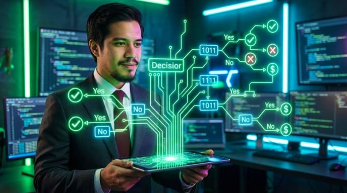 Decision Tree adalah salah satu algoritma paling populer yang memetakan keputusan bercabang layaknya struktur pohon - Panduan Machine Learning Richkeyrick