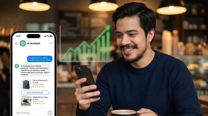 Richkeyrick: Case Study Bisnis Sukses dengan AI Strategy - Menggambarkan interaksi AI Assistant yang personal dan meningkatkan penjualan