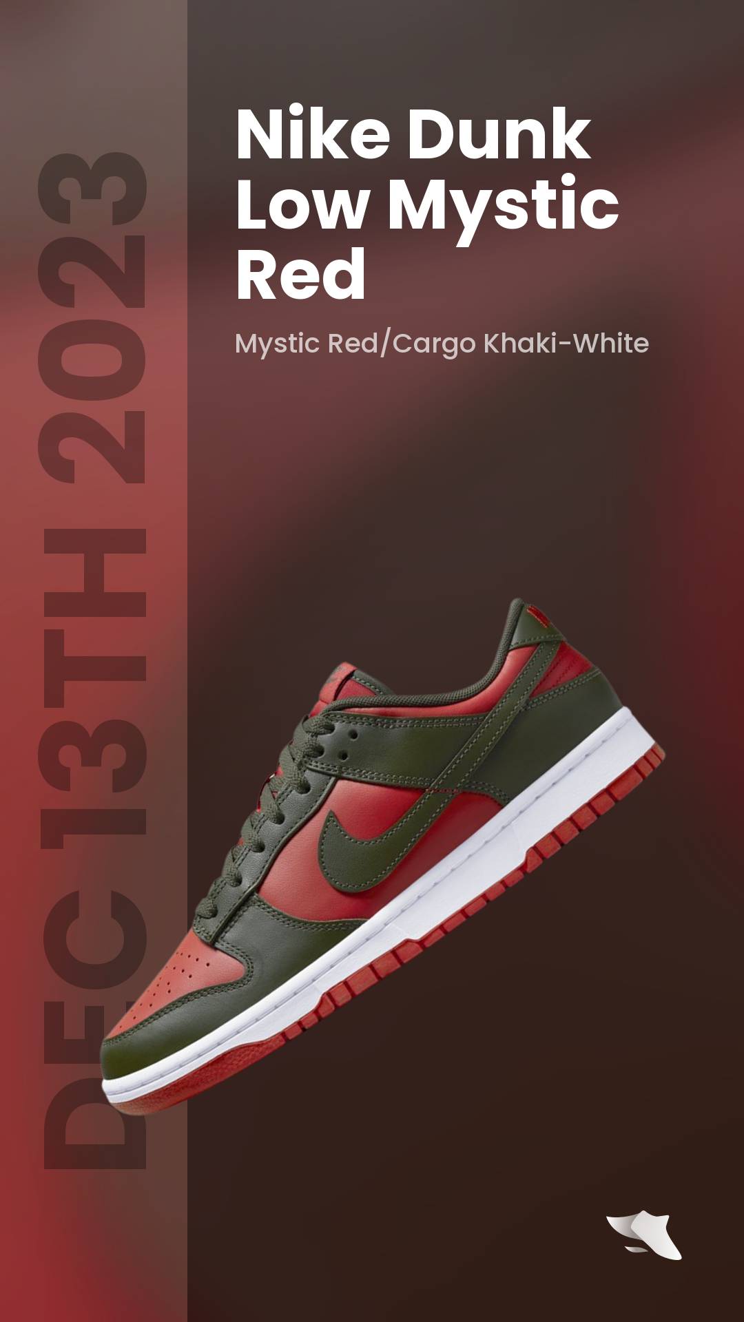 The Nike Dunk Low Mystic Red Cargo Khaki Releases December 2023