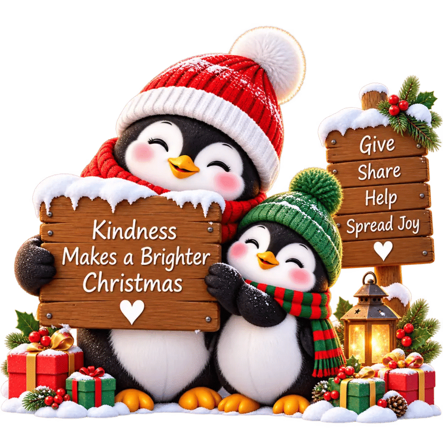Kindness Makes a Brighter Christmas - Christmas Penguins