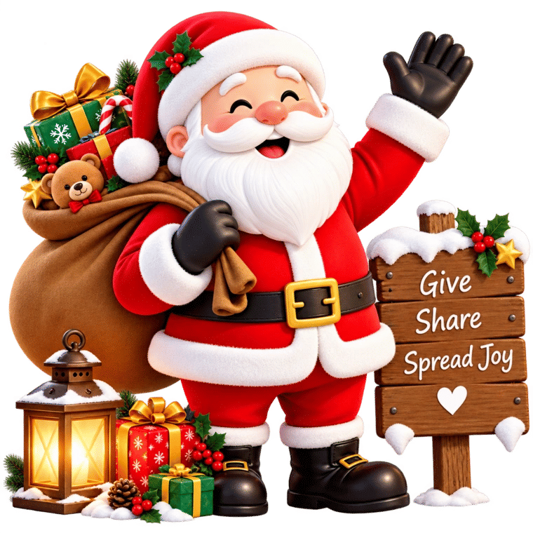 Santa Claus with Christmas sign