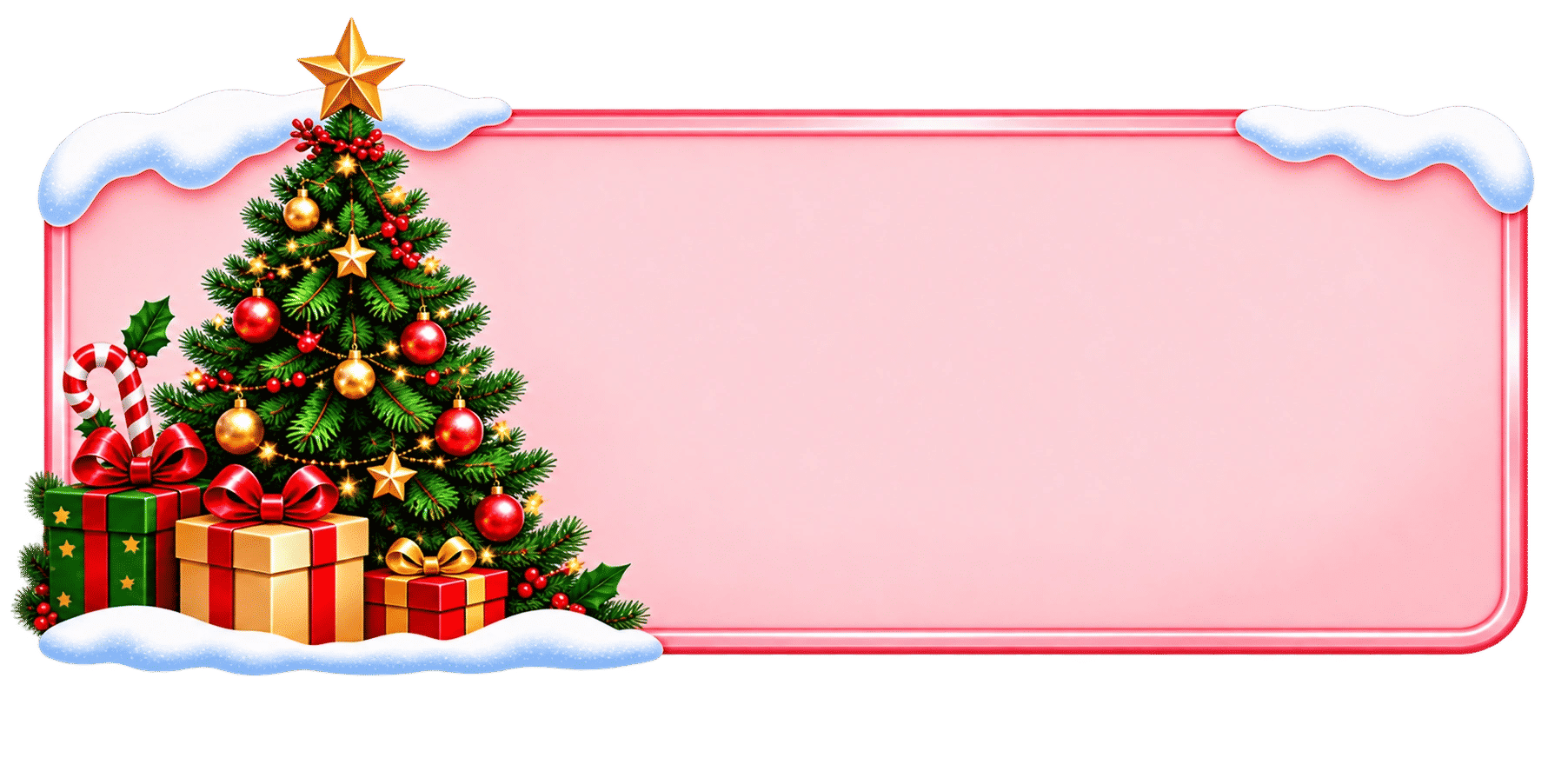 Christmas tree and gifts party banner